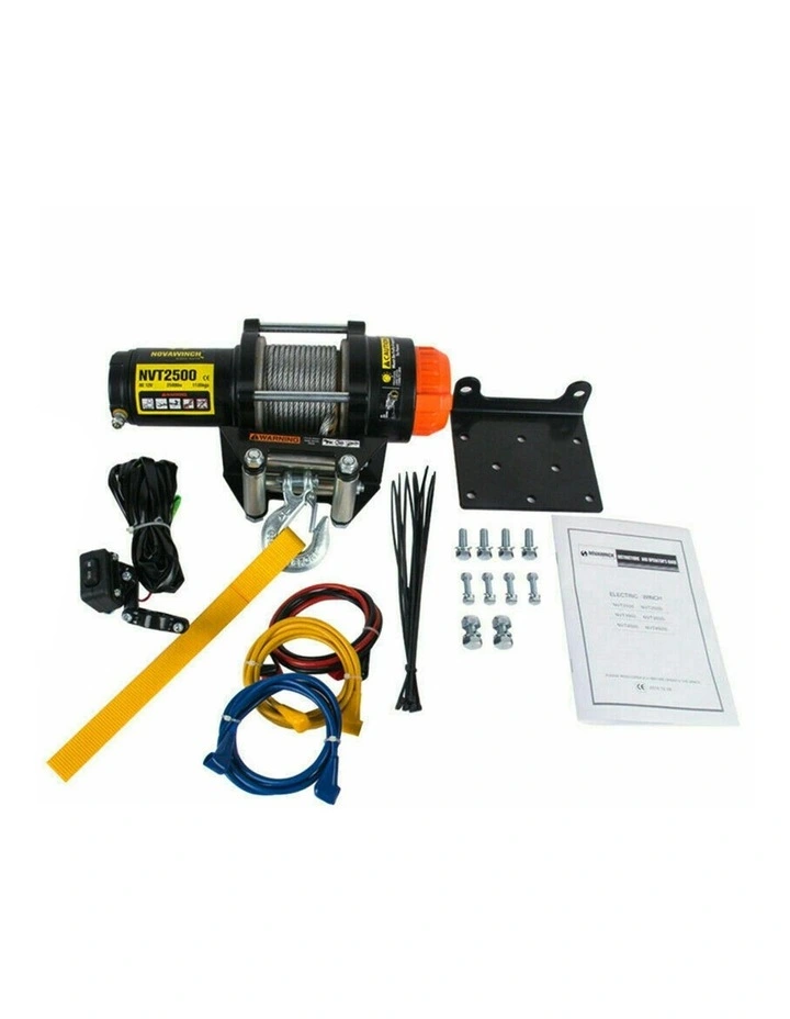 T Series 12V Electric Winch 1133KG 2500LBS in Black