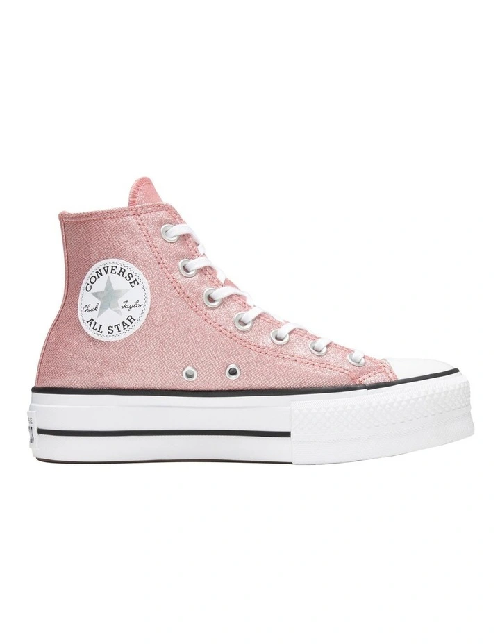 Chuck Taylor All Star Lift Platform Prism Glitter Shoes in Pink