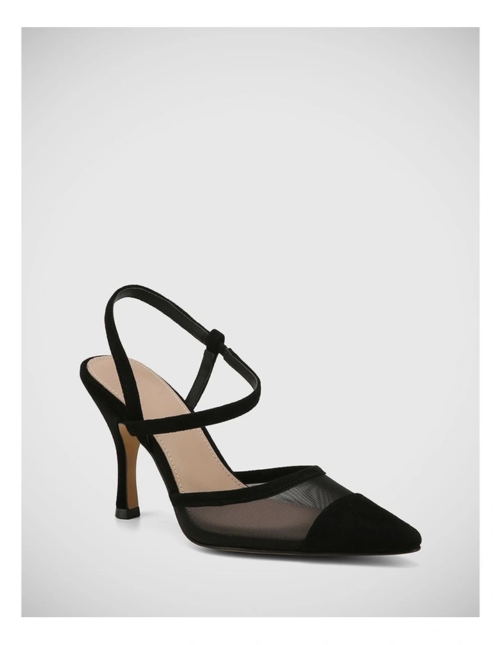 Tanisha Suede Leather Heel in Black