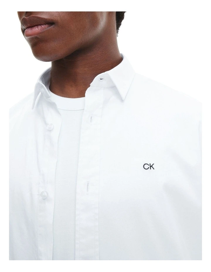 Stretch Poplin Slim Shirt in White