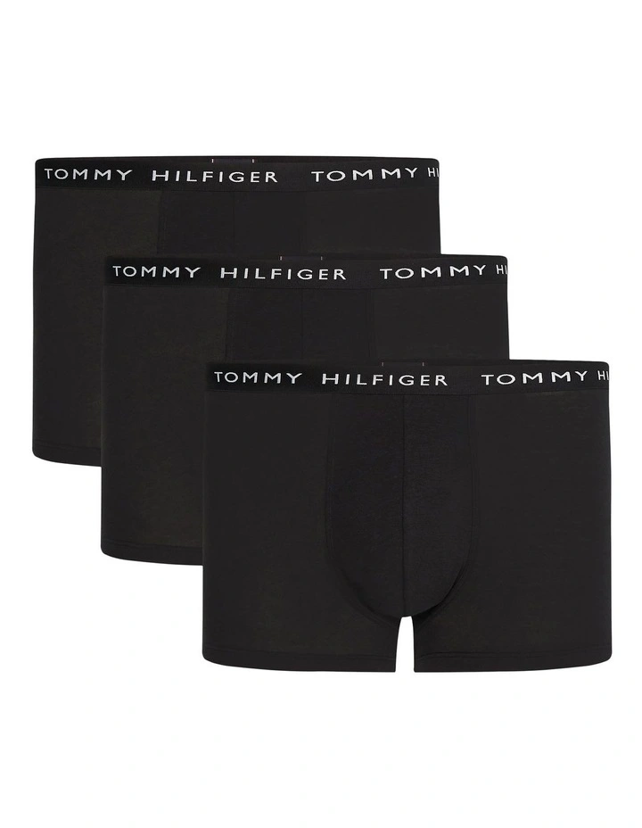 3-Pack Logo Waistband Trunks in Black