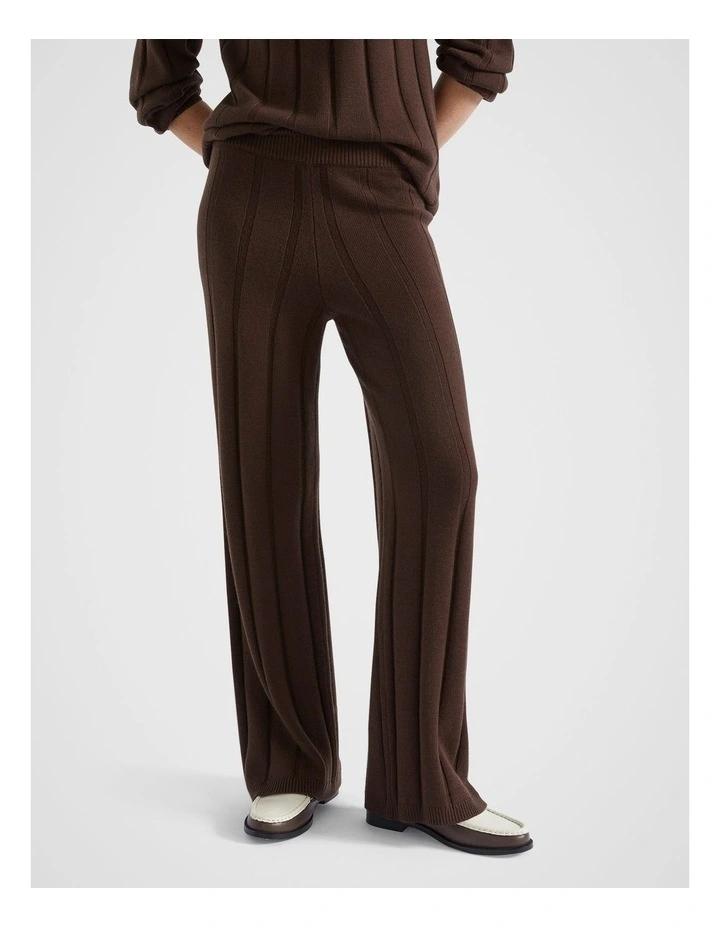 Panelled Rib Knit Pant in Dark Espresso