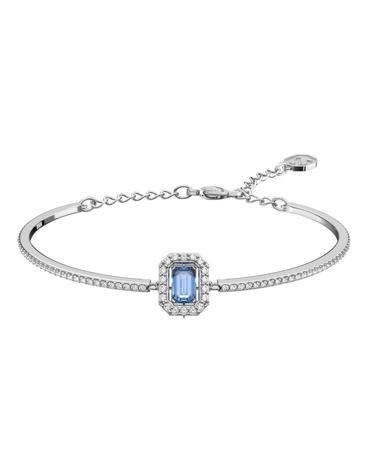 Millenia Bangle Octagon Cut Pave Rhodium Plated in Blue