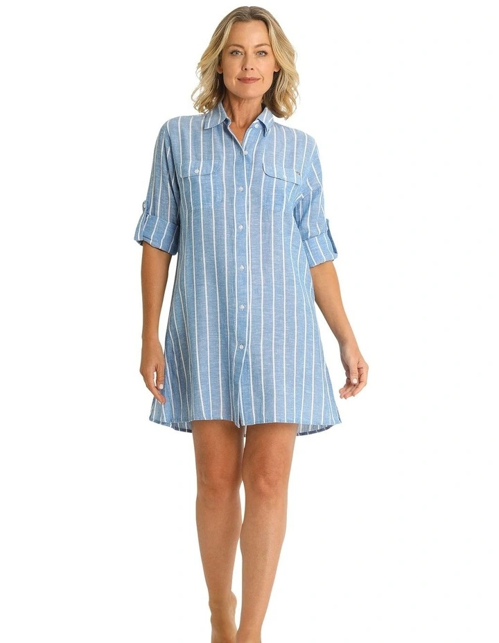 Chains Button Through Shirt in Blue