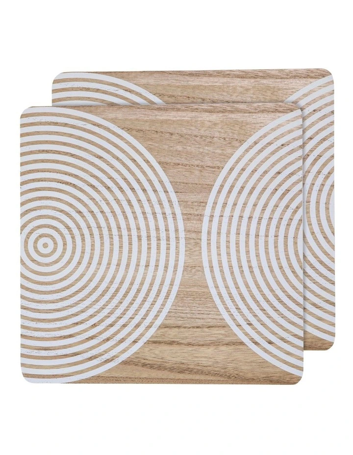 Square Printed Veneer Placement 2 Pack in White