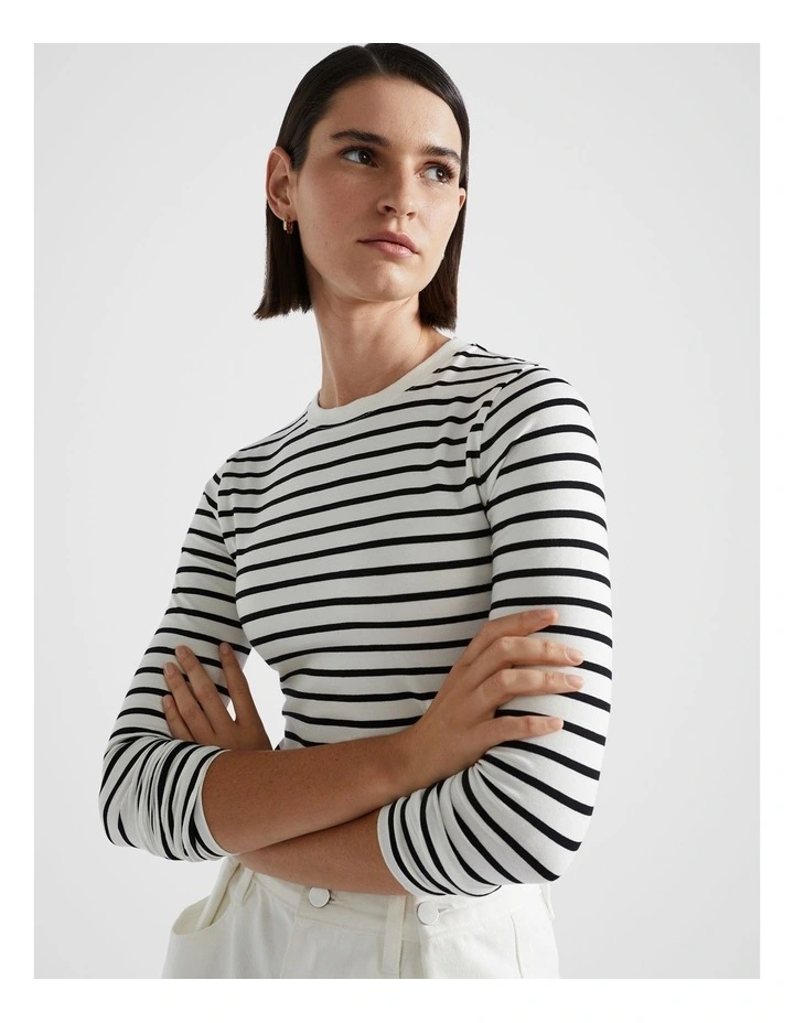 Stripe Long Sleeve Top in Cloud Cream Stripe