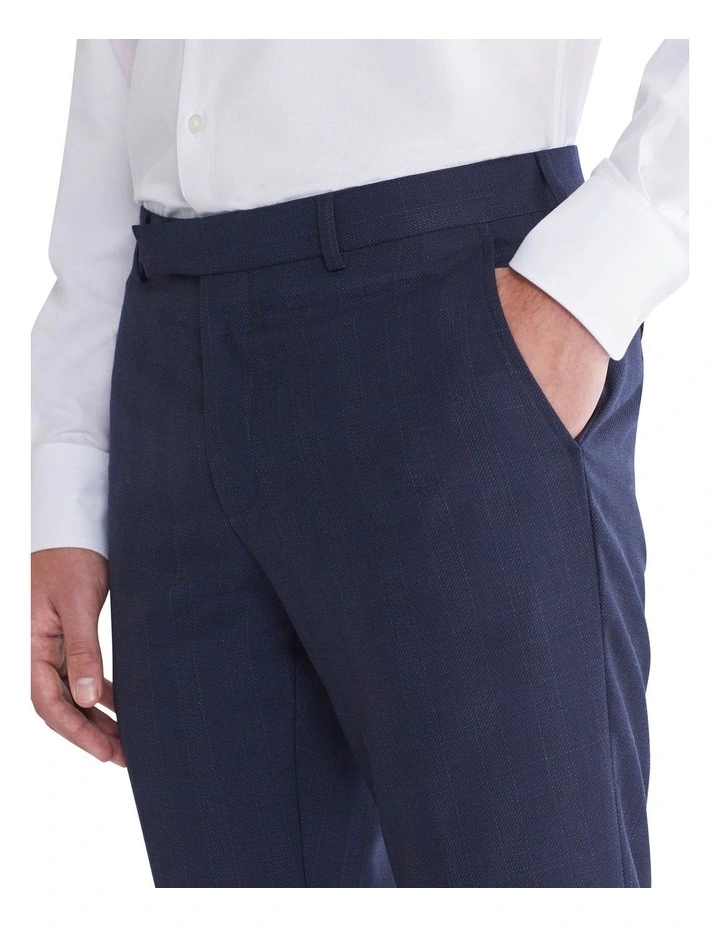 Slim Birdseye Check Suit Pant in Blue