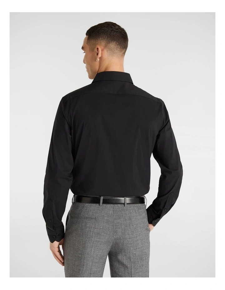 Plain Stretch Slim Fit Shirt in Black