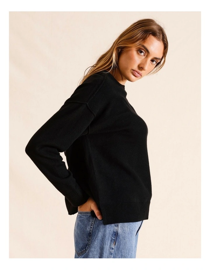 Oversized Exposed Seam Jumper in Black