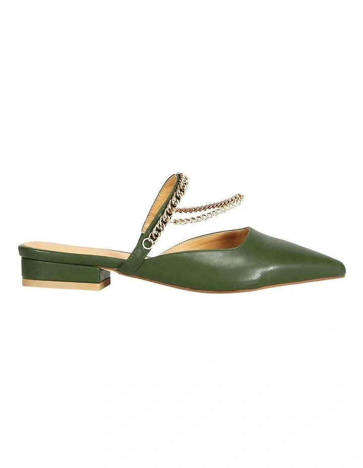On The Go Leather Flat in Khaki