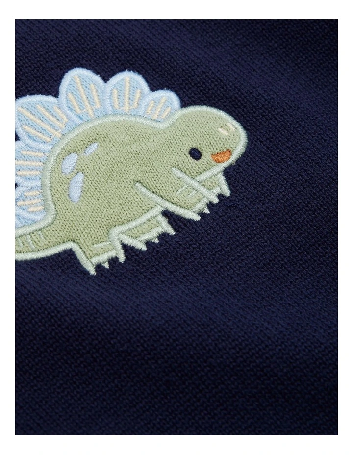 Stegosaurus Knit Sweater in Navy