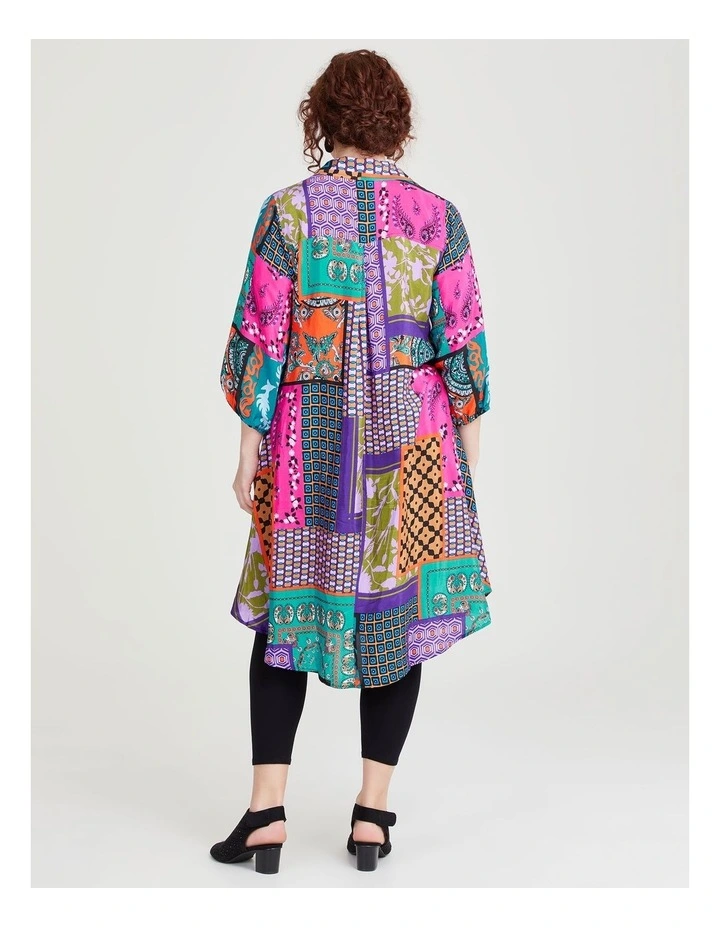 Collar Natural Swing Dress in Print