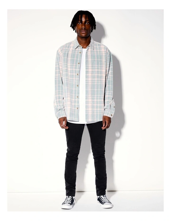 Copernicus Cord Check Long Sleeve Overshirt in Green