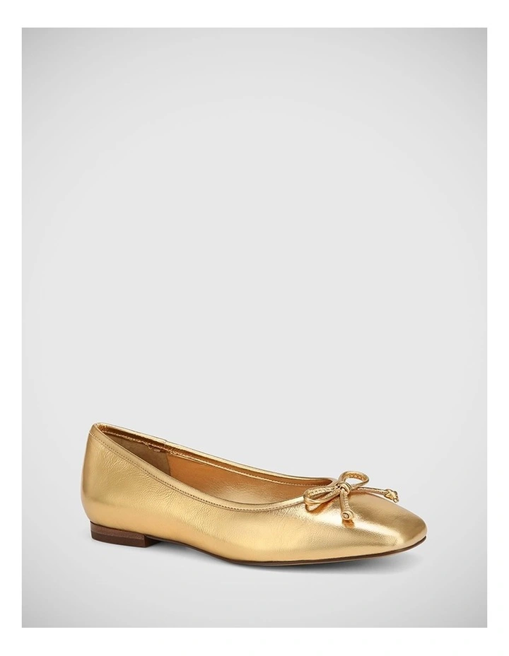 Aleisha Metallic Leather Flat Shoes in Gold