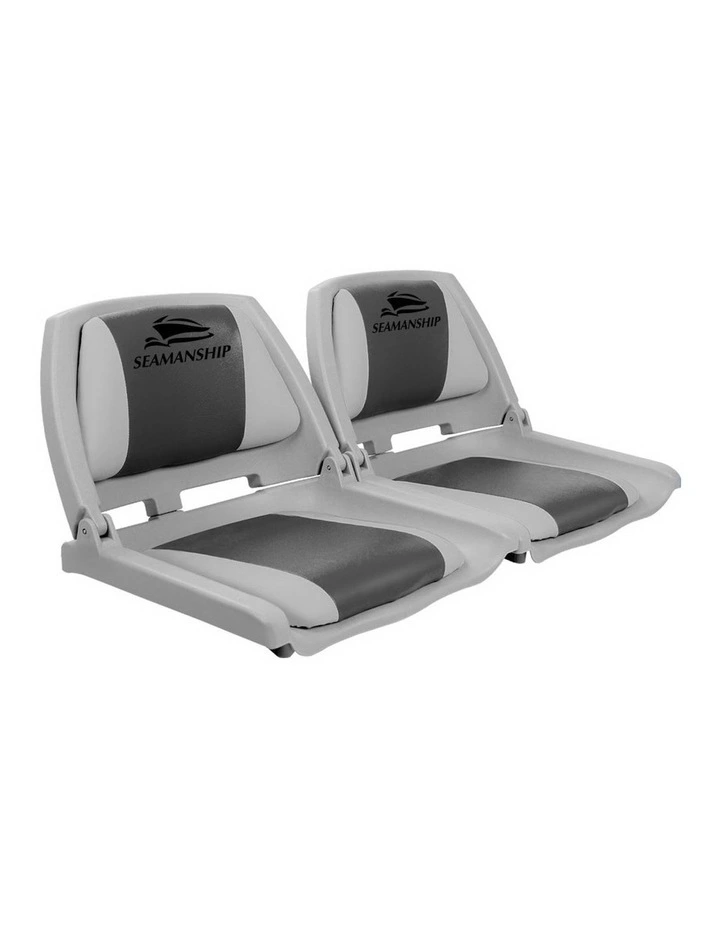 2X Folding Boat Seats Marine Seat Swivel Low Back 4cm Padding in Grey