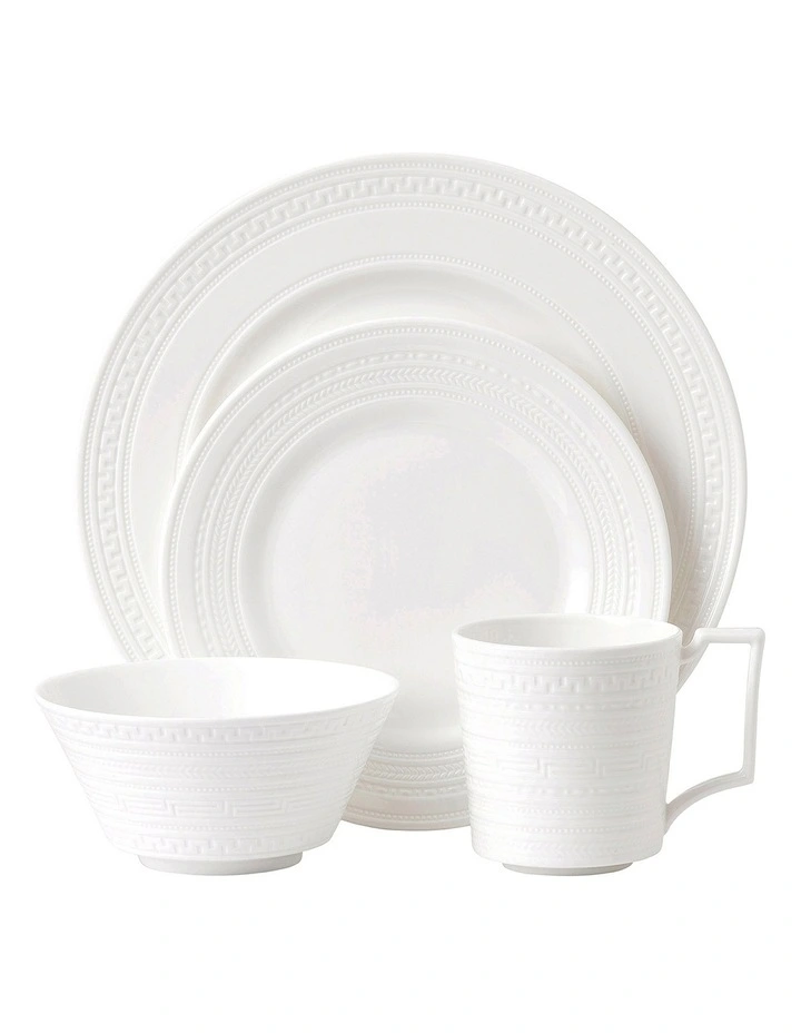 Intaglio 16pc Dining Set White