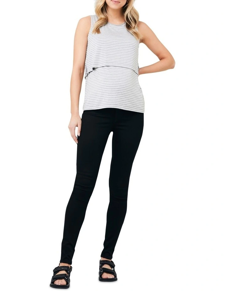 Stripe Layered Nursing Tank in Silver Marle