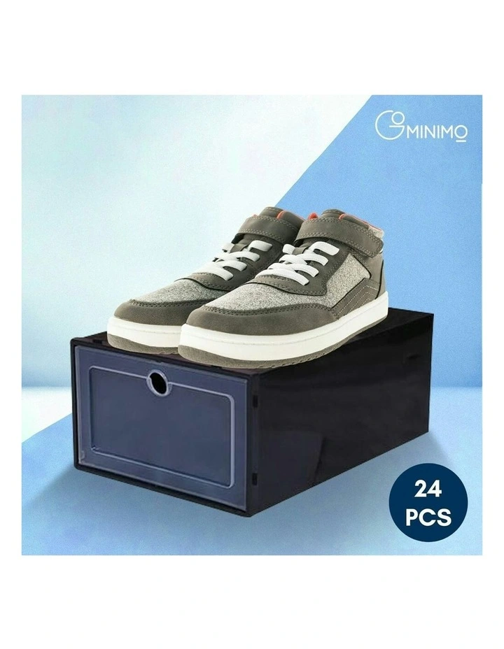 Shoe Box DIY Stackable Storage Organiser 24pcs in Black