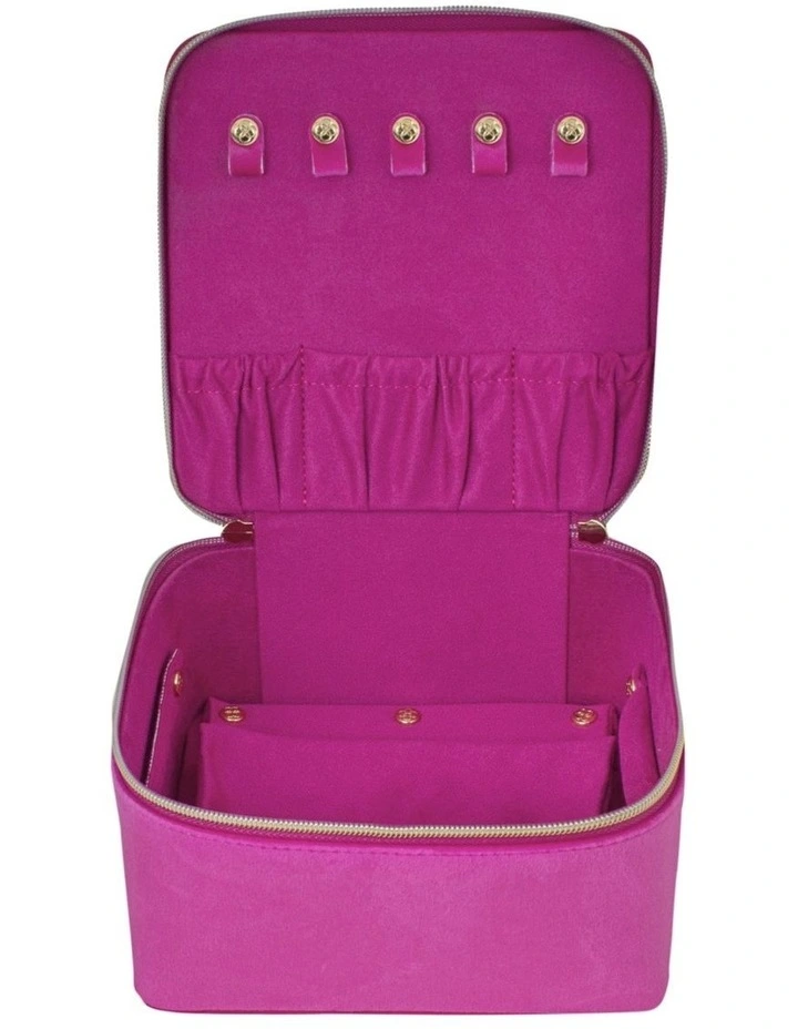 Luxe Velvet Large Jewellery Cube in Berry