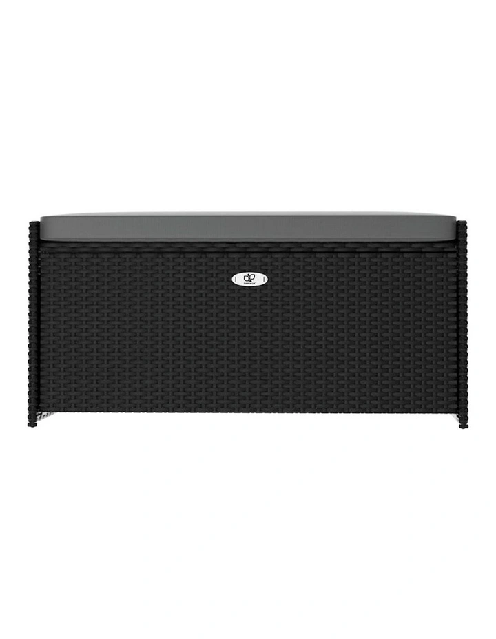 Wicker Outdoor Storage Bench in Black