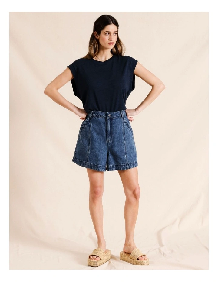 European Linen Tee in Navy