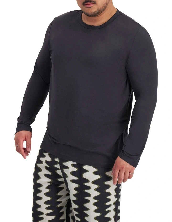 Sleep Long Sleeve Viscose Bamboo Blend Tee in Rock Star