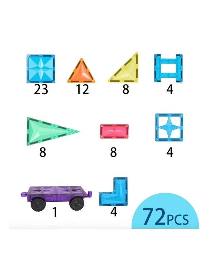 Magnetic Rainbow Tiles 72 Pieces