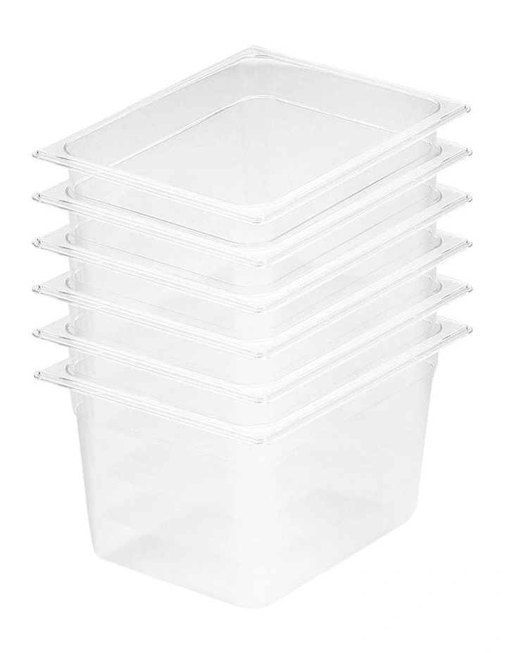 Gastronorm GN Pan 1/2 Food Tray Storage Bundle of 6 200mm in Clear