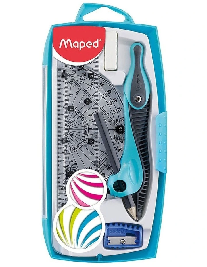 Maped Study Maths Set 8 Piece Measuring Graphics Kit Assorted Colour