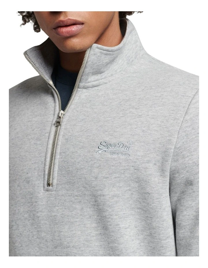 Vintage Logo Zip Henley in Athletic Grey Marl