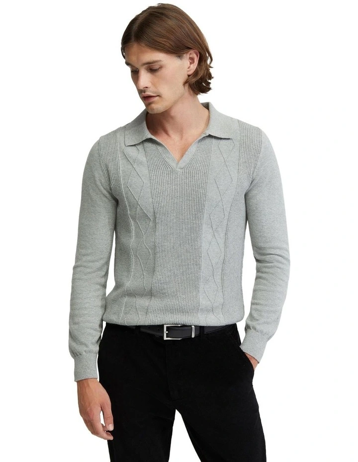 Rufus Polo Collar Knit in Grey