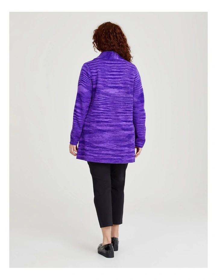 Melange Pocket Cardigan in Purple