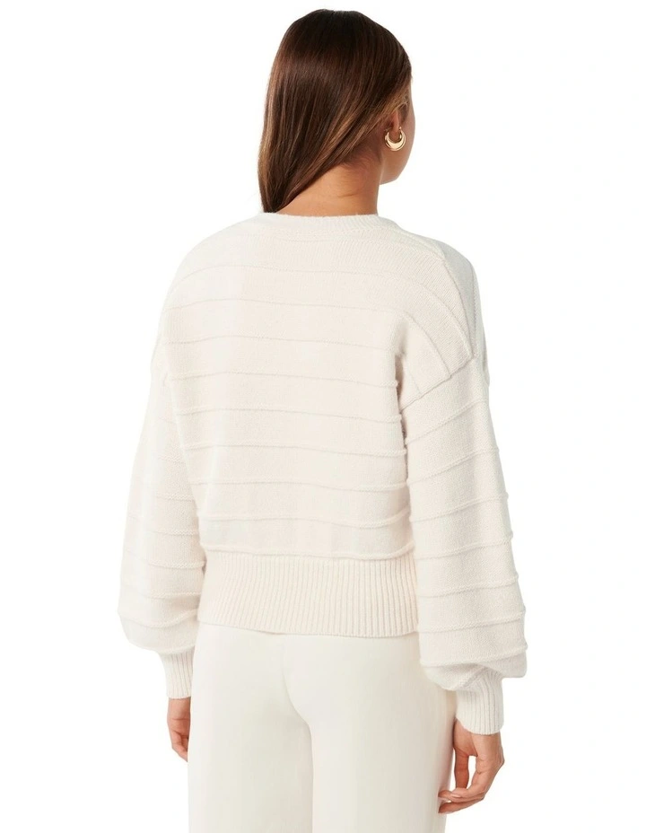 Monroe Cropped Knit Cardigan in White