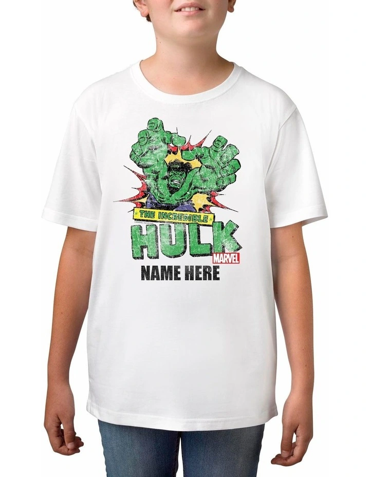 Marvel The Incredible Hulk Personalised Cotton T-Shirt in White