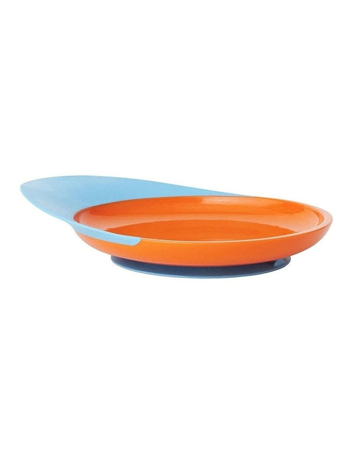 Blue/Orange Catch Plate w/ Spill Catcher for Baby/Toddler Food Mat/Table