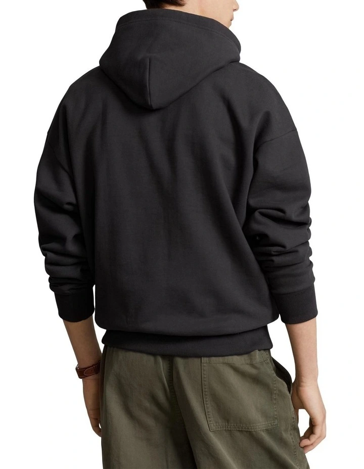 Relaxed Fit Logo Fleece Hoodie in Black