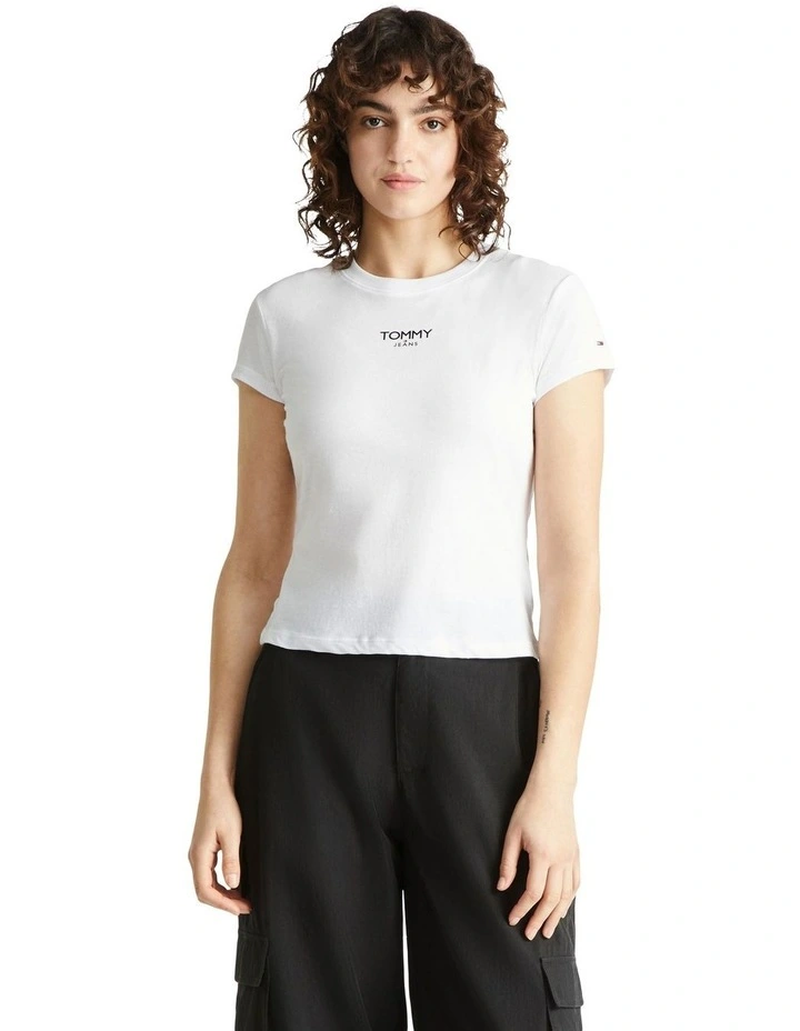 Essential Logo Baby Tee in White
