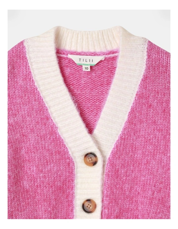 Fluffy Cropped Cardigan in Pink