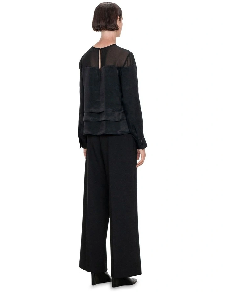 Drapey Twill Layered Top in Black