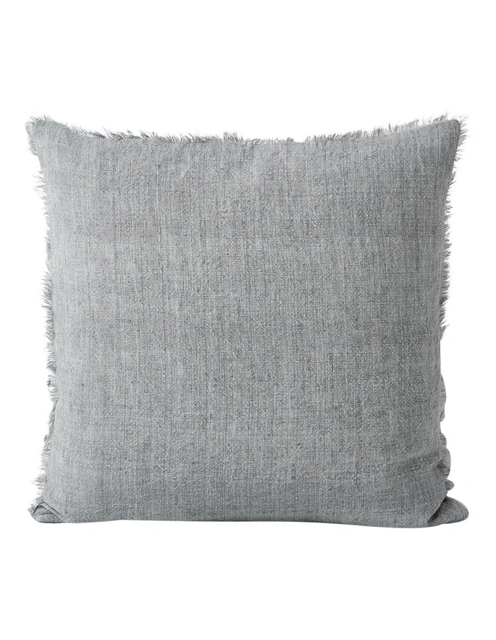 Vintage Linen Fringe Cushion in Smoke