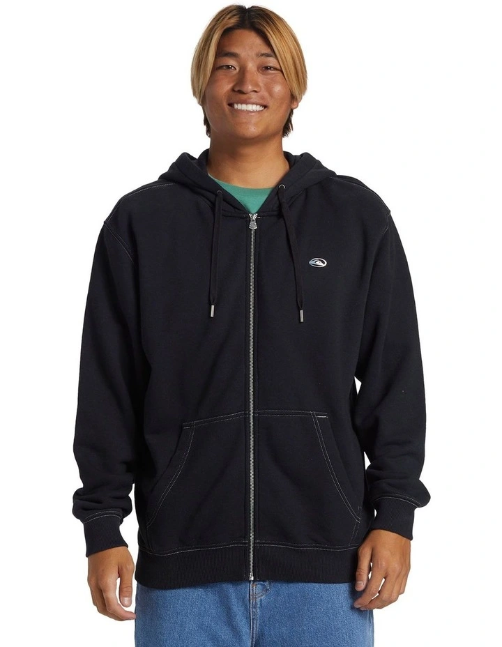 Saturn Chrome Zip-Up Hoodie in Black