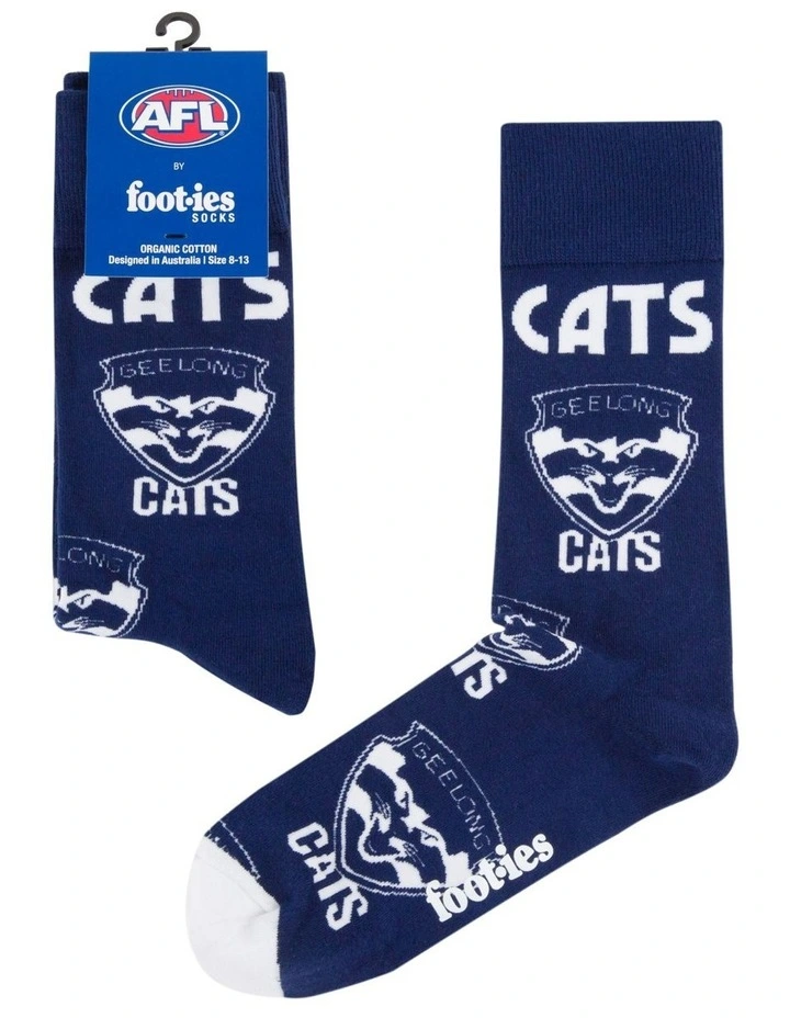 Geelong Cats Mascot Organic Cotton Socks in Blue