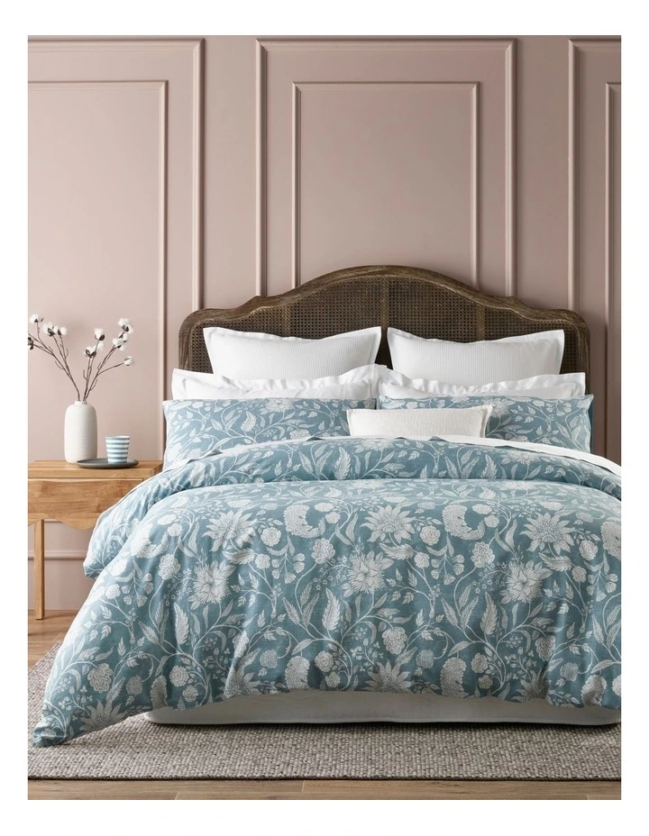 Sabine Chintz Printed Cotton Quilt Cover Set in Blue