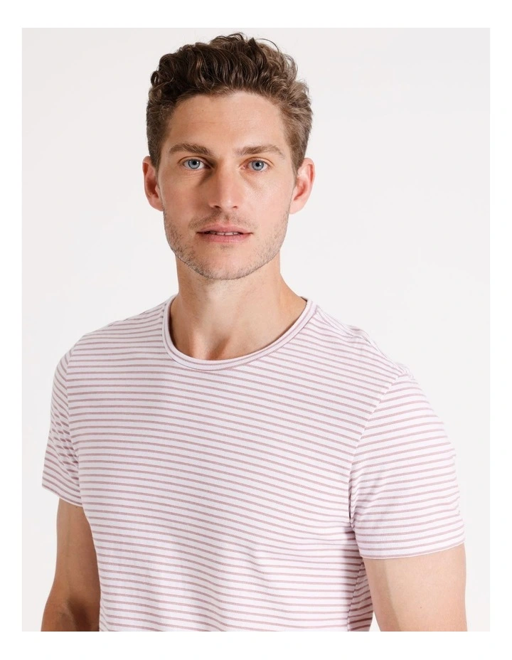 Ty Textured Stripe Short Sleeve Tee in Pink