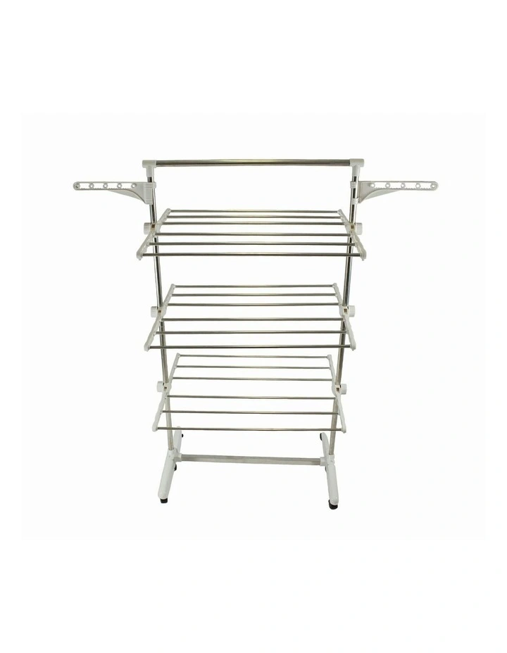 Foldable Indoor Outdoor Clothes Hanger Laundry Drying Rack 3 Tier in White