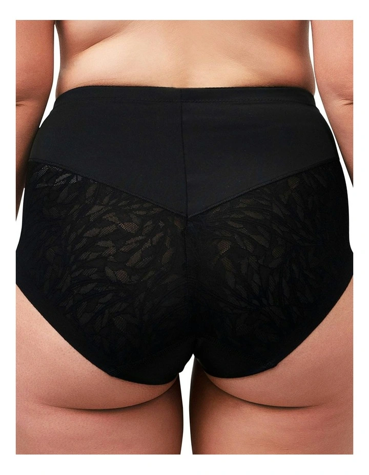High Waist Shapewear Brief With Lace in Black