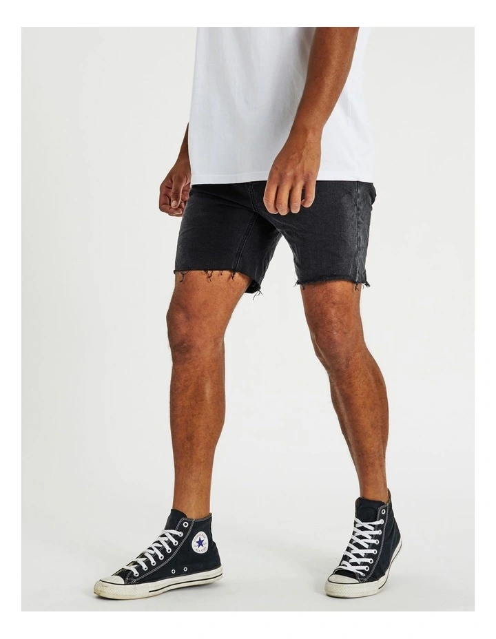 KS5 Slim Denim Shorts in Vintage Black