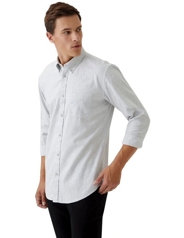 Uxbridge Micro Houndtooth Shirt in Grey