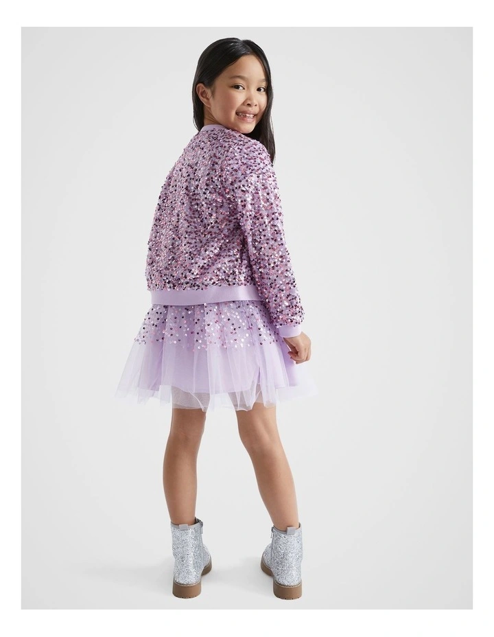 Sequin Bomber Jacket in Orchid