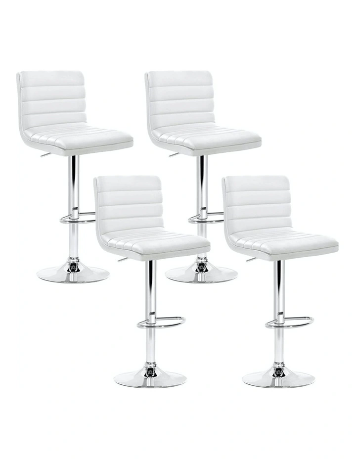 Leather 4x Bar Stool Kitchen Chairs in White